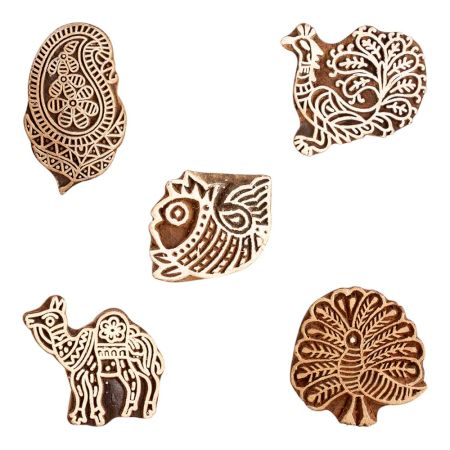 Set of 5 Piece New Mix Wooden Printing Block